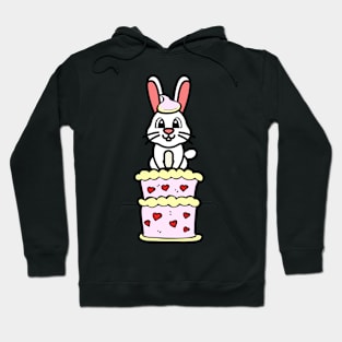 Funny rabbit jumping out of a cake Hoodie